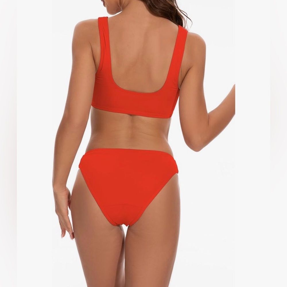 Beautikini Period Swimwear Two Piece Bikini Swimsuit Tangerine Orange S NWT - Picture 4 of 11